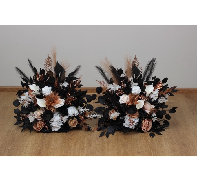 Standing Flowers in Dusty Rose, Black, Cinnamon & White | Wedding Aisle Decor