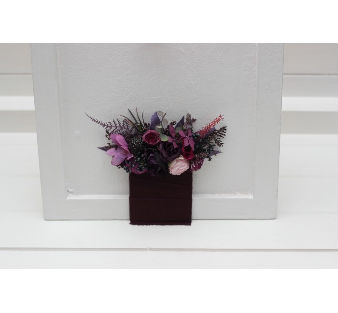 Pocket Boutonniere in Deep Purple, Fuchsia & Pink Colors | Wedding Flower Accessories