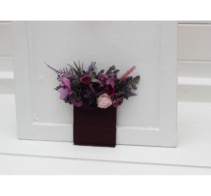 Pocket Boutonniere in Deep Purple, Fuchsia & Pink Colors | Wedding Flower Accessories