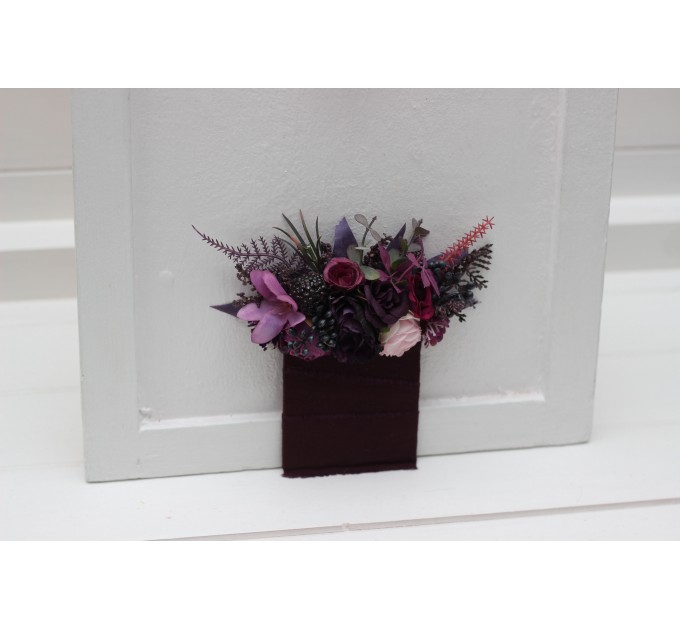 Pocket Boutonniere in Deep Purple, Fuchsia & Pink Colors | Wedding Flower Accessories