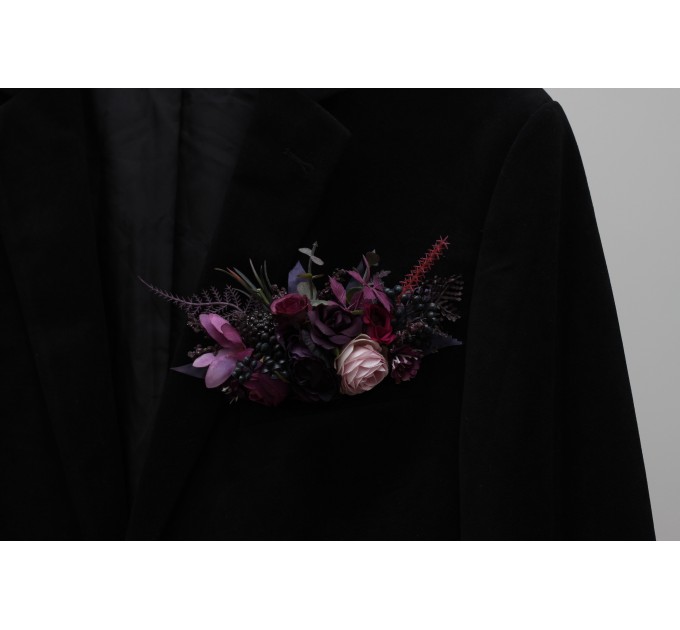 Pocket Boutonniere in Deep Purple, Fuchsia & Pink Colors | Wedding Flower Accessories