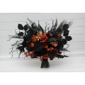 Black and Orange Gothic Wedding Bouquet | Fall Bridal Faux Bouquet