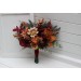 Burgundy, Orange, Rust & Brown Bridal Faux Bouquet | Fall Wedding Flowers