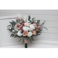 Wedding bouquets in white blush pink colors. Bridal bouquet. Faux bouquet. Bridesmaid bouquet. 5128