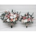 Wedding bouquets in white blush pink colors. Bridal bouquet. Faux bouquet. Bridesmaid bouquet. 5128