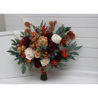 Wedding bouquets in rust burgundy  ivory colors. Bridal bouquet. Faux bouquet. Bridesmaid bouquet. 0007