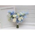 Dusty Blue & Ivory Small Bridal Bouquet | Bridesmaid Wildflower Posy