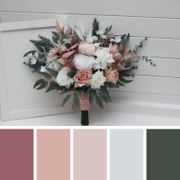 Wedding bouquets in white blush pink colors. Bridal bouquet. Faux bouquet. Bridesmaid bouquet. 5128