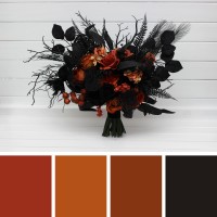 Black orange wedding bouquet. Bridal gothic bouquet. Fall wedding bouquet. Bridesmaid faux bouquet. 5383