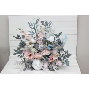 Standing flowers in dusty blue blush pink white color scheme. Aisle flowers. Wedding decorations. Floor flowers. 0509