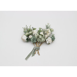  Set of  7 hair pins in  sage green white ivory color scheme. Flower bobby pins. Hair wedding accessories. Bridesmaid gift.  5391- 5075