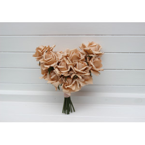 Real touch mocha mousse bridal bouquet. One-kind-flower bouquet. Rose wedding bouquet. Single color bouquet. Heart beige bouquet. 5395