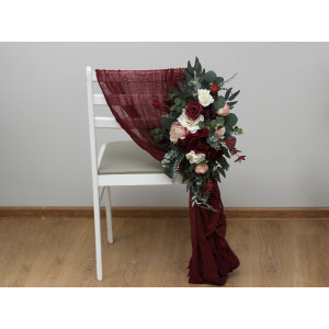 Aisle flowers in burgundy and blush pink color scheme. Chair flowers. Sign flowers. Marker flowers.  Flowers for wedding decor. 5036-1