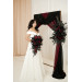 Flower Arch Arrangement in Black & Burgundy | Faux Wedding Flowers for Halloween Wedding Archway