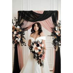 Cascading bouquet. Wedding bouquets in dusty rose black cinnamon white colors. Bridal bouquet. Faux bouquet. Bridesmaid bouquet. Gothic black wedding bouquet. 5203