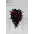 Purple, Magenta, Black & Green Cascading Bridal Bouquet | Faux Wedding & Bridesmaid Bouquets