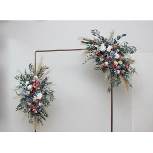  Flower arch arrangement in ivory, dusty blue and dusty rose colors.  Arbor flowers. Floral archway. Faux flowers for wedding arch or sweetheart table. 5397