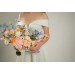 Colorful Faux Bridal Bouquet – Peach, Dusty Blue, Ivory & Orange Bridesmaid Bouquet