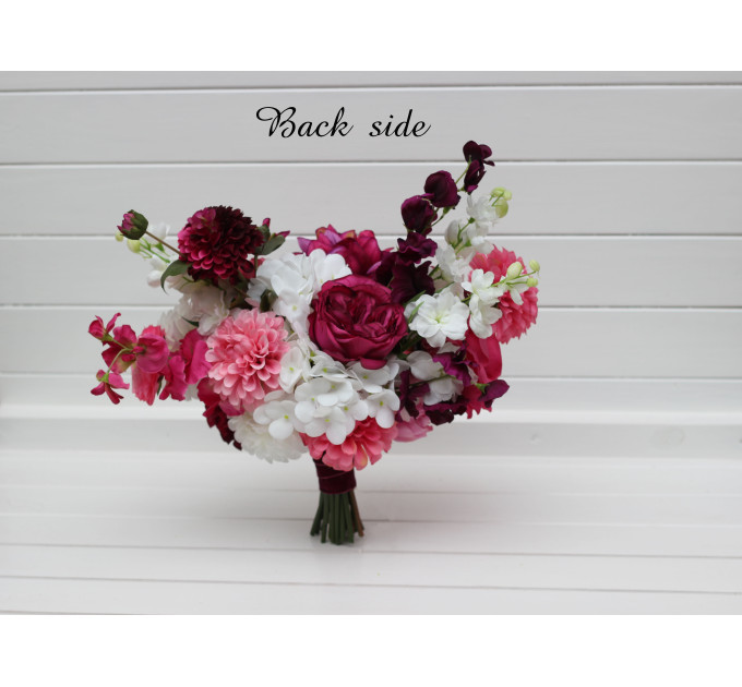 Colorful Bridal Bouquet in White & Magenta Pink | Summer Wedding Dahlia Bouquet