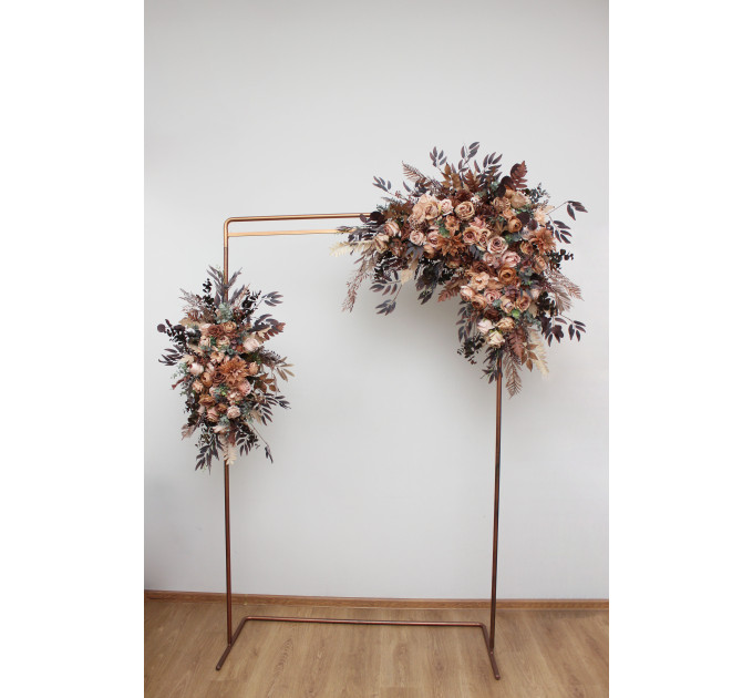Cinnamon, Terracotta & Beige Arch Flowers for Fall Wedding | Faux Floral Arch Arrangement