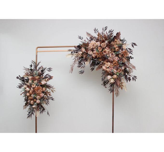 Cinnamon, Terracotta & Beige Arch Flowers for Fall Wedding | Faux Floral Arch Arrangement