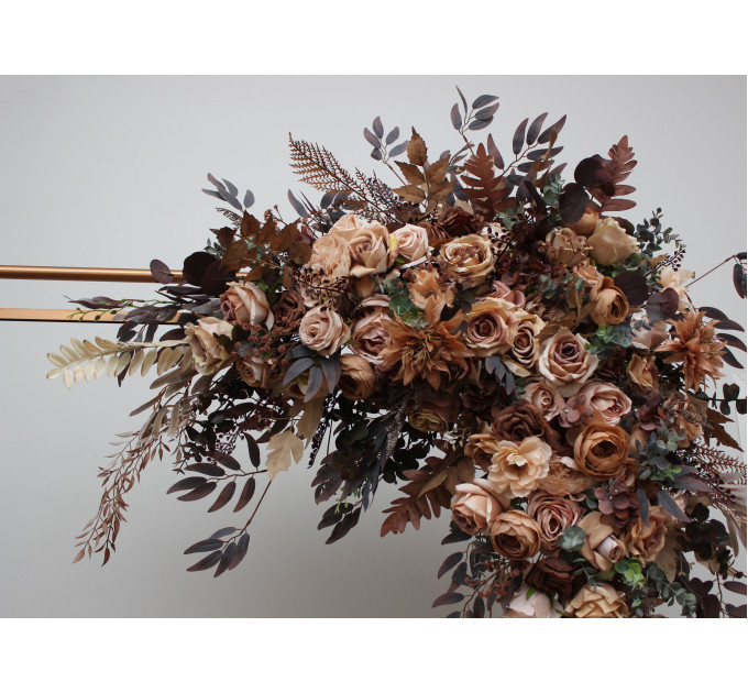 Cinnamon, Terracotta & Beige Arch Flowers for Fall Wedding | Faux Floral Arch Arrangement