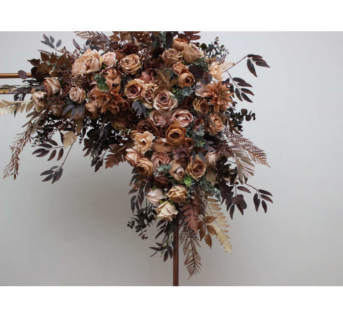 Cinnamon, Terracotta & Beige Arch Flowers for Fall Wedding | Faux Floral Arch Arrangement