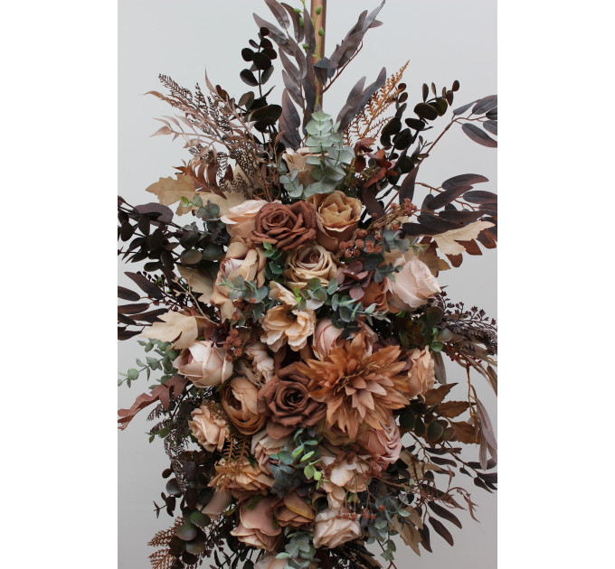 Cinnamon, Terracotta & Beige Arch Flowers for Fall Wedding | Faux Floral Arch Arrangement