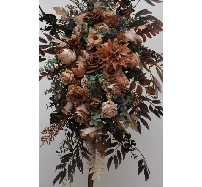 Cinnamon, Terracotta & Beige Arch Flowers for Fall Wedding | Faux Floral Arch Arrangement