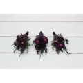 Black, Purple & Magenta Wedding Boutonnieres & Wrist Corsages | Bold Floral Accessories