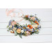 Peach, Orange, Dusty Blue, Ivory & Lilac Flower Crown | Wildflowers Hair Wreath