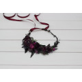 Black, Purple & Magenta Flower Crown | Wedding & Gothic Halloween Hair Wreath