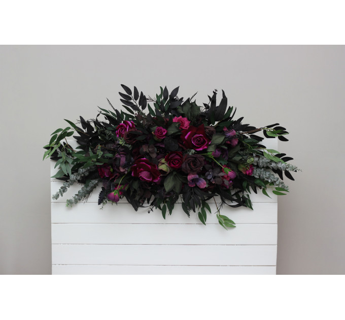 Purple, Black, Magenta & Green Floral Arrangement for Halloween or Gothic Wedding | Archway Decor