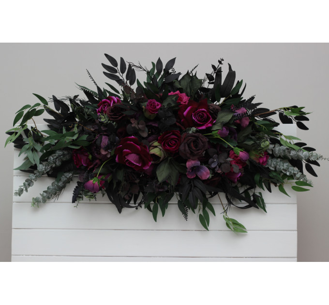 Purple, Black, Magenta & Green Floral Arrangement for Halloween or Gothic Wedding | Archway Decor
