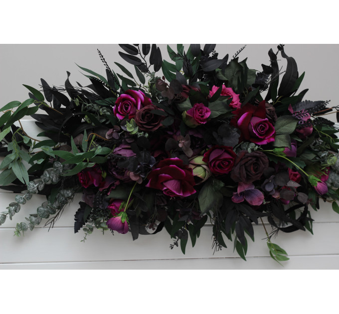 Purple, Black, Magenta & Green Floral Arrangement for Halloween or Gothic Wedding | Archway Decor