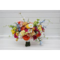 Bright Orange, Magenta, Pink & Yellow Bridal Bouquet | Summer Wildflower Faux Wedding Flowers