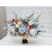 Peach, White & Dusty Blue Wildflower Bridal Bouquet | Faux Summer Wedding Flowers