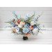 Peach, White & Dusty Blue Wildflower Bridal Bouquet | Faux Summer Wedding Flowers