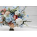 Peach, White & Dusty Blue Wildflower Bridal Bouquet | Faux Summer Wedding Flowers