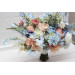 Peach, White & Dusty Blue Wildflower Bridal Bouquet | Faux Summer Wedding Flowers
