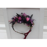 Purple fuchsia candy pink flower crown. Hair wreath for a flower girl. 5228