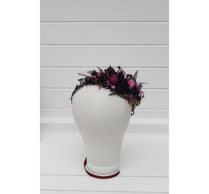 Purple Fuchsia & Candy Pink Flower Crown | Gothic Hair Wreath for Flower Girl