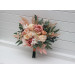 Cascading Boho Bridal Bouquet in Dusty Rose, Peach & Ivory | Faux Fall Wedding Flowers