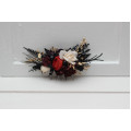 Flower Comb in Black, Rust & Gold Color Scheme | Bridal and Bridesmaid Floral Comb for Gothic Wedding