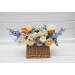 Bridesmaid Basket with Peach, Orange, Dusty Blue, Ivory, Lilac Flowers | Wildflower Wedding Bouquet