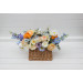 Bridesmaid Basket with Peach, Orange, Dusty Blue, Ivory, Lilac Flowers | Wildflower Wedding Bouquet