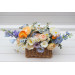 Bridesmaid Basket with Peach, Orange, Dusty Blue, Ivory, Lilac Flowers | Wildflower Wedding Bouquet