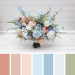 Peach, White & Dusty Blue Wildflower Bridal Bouquet | Faux Summer Wedding Flowers