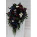 Purple, Ivory, Emerald, Burgundy & Navy Blue Cascading Bridal Bouquet in Dramatic Wedding Tones