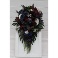 Purple, Ivory, Emerald, Burgundy & Navy Blue Cascading Bridal Bouquet in Dramatic Wedding Tones